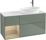 Тумба під раковину Villeroy & Boch Finion 120х50,1 см із підсвічуванням МДФ оливковий матовий лак/скло біле матове G921PCGM