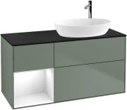 Тумба под раковину Villeroy & Boch Finion 120х50,1 см с подсветкой МДФ оливковый матовый лак/стекло черное матовое G922GFGM