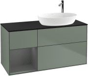 Тумба под раковину Villeroy & Boch Finion 120х50,1 см с подсветкой МДФ оливковый матовый лак/стекло черное матовое G922GKGM
