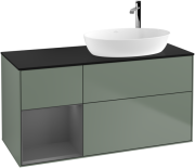 Тумба під раковину Villeroy & Boch Finion 120х50,1 см із підсвічуванням МДФ оливковий матовий лак/скло чорне матове G922GKGM