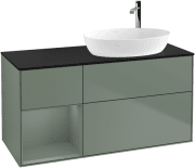 Тумба под раковину Villeroy & Boch Finion 120х50,1 см с подсветкой МДФ оливковый матовый лак/стекло черное матовое G922GMGM