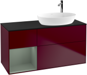 Тумба під раковину Villeroy & Boch Finion 120х50,1 см з підсвічуванням МДФ півонія матовий лак/скло чорне матове G922GMHB