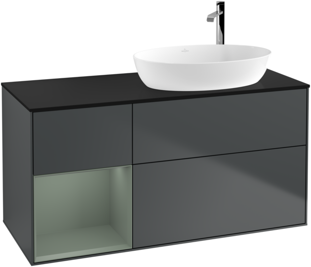 Тумба під раковину Villeroy & Boch Finion 120х50,1 см із підсвічуванням МДФ темно-синій матовий лак/скло чорне матове G922GMHG