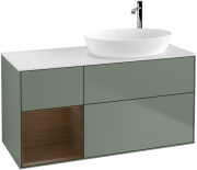 Тумба під раковину Villeroy & Boch Finion 120х50,1 см із підсвічуванням МДФ оливковий матовий лак/скло біле матове G921GNGM