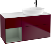 Тумба під раковину Villeroy & Boch Finion 120х50,1 см з підсвічуванням МДФ півонія матовий лак/скло біле матове G921GMHB