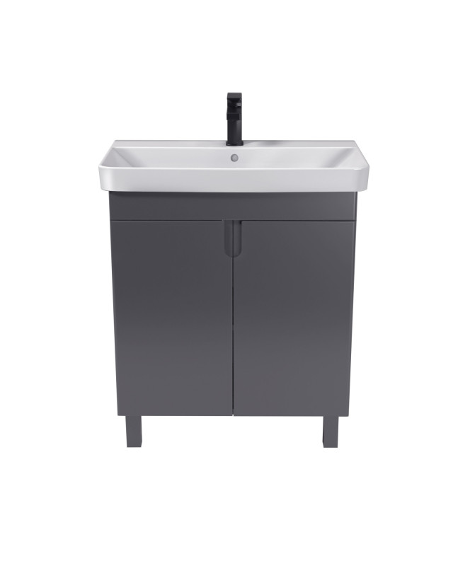 Тумба Мойдодыр Simple Graphite 70-U с раковиной River ДСП/МДФ графит матовый 00-0009268
