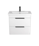 Тумба подвесная Мойдодыр Iris 65-A с раковиной Fenova ДСП/МДФ белый глянец 00-0009280