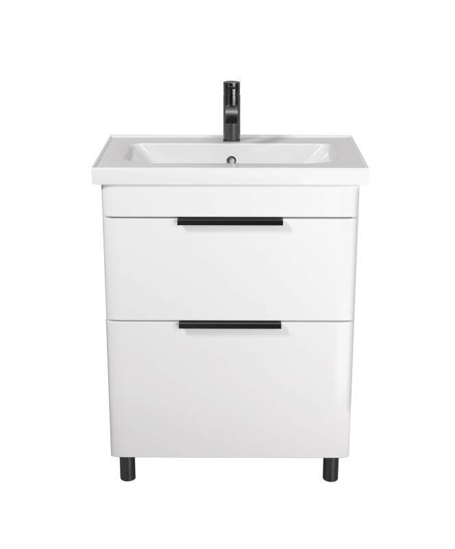 Тумба напольная Мойдодыр Iris 65-A с раковиной Fenova ДСП/МДФ белый глянец 00-0009279