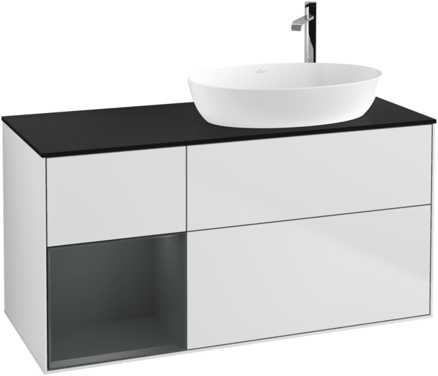Тумба под раковину Villeroy & Boch Finion 120х50,1 см с подсветкой МДФ белый матовый лак/стекло черное матовое G922HGMT