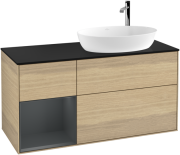 Тумба под раковину Villeroy & Boch Finion 120х50,1 см с подсветкой МДФ шпон дуба/стекло черное матовое G922HGPC