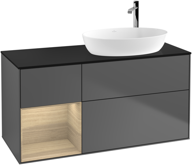 Тумба под раковину Villeroy & Boch Finion 120х50,1 см с подсветкой МДФ антрацит матовый лак/стекло черное матовое G922PCGK