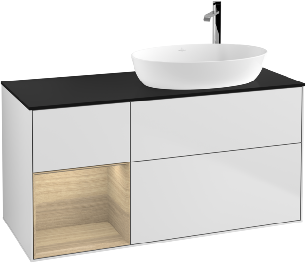 Тумба под раковину Villeroy & Boch Finion 120х50,1 см с подсветкой МДФ белый матовый лак/стекло черное матовое G922PCMT