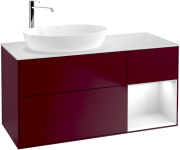 Тумба под раковину Villeroy & Boch Finion 120х50,1 см с подсветкой МДФ пион матовый лак/стекло белое матовое F931GFHB