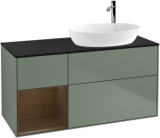 Тумба под раковину Villeroy & Boch Finion 120х50,1 см с подсветкой МДФ оливковый матовый лак/стекло черное матовое G922GNGM