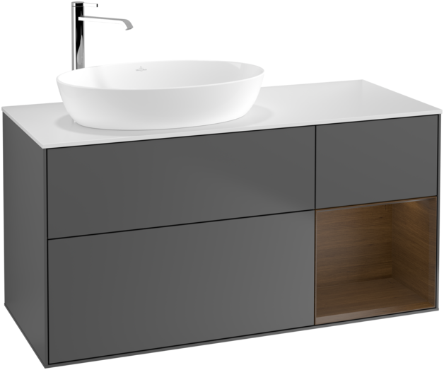 Тумба под раковину Villeroy & Boch Finion 120х50,1 см с подсветкой МДФ антрацит матовый лак/стекло белое матовое F931GNGK