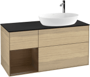 Тумба под раковину Villeroy & Boch Finion 120х50,1 см с подсветкой МДФ шпон дуба/стекло черное матовое G922GNPC