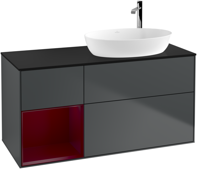 Тумба под раковину Villeroy & Boch Finion 120х50,1 см с подсветкой МДФ темно-синий матовый лак/стекло черное матовое G922HBHG