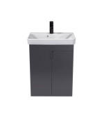 Тумба Мойдодыр Simple Graphite 55-U с раковиной River ДСП/МДФ графит матовый 00-0009267