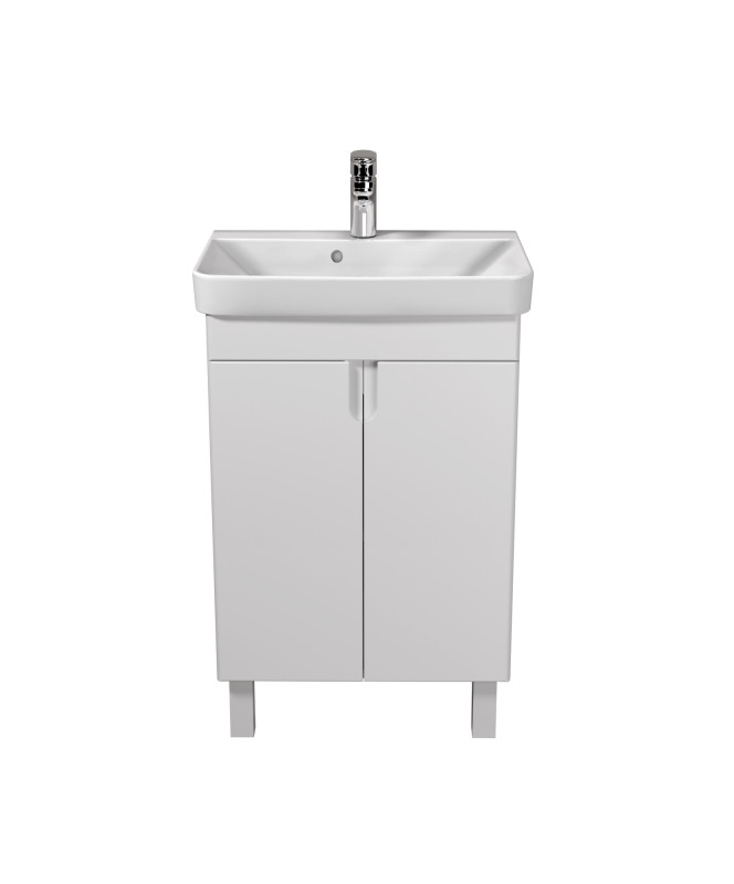 Тумба Мойдодыр Simple White 55-U с раковиной River ДСП/МДФ белый глянец 00-0009269