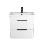 Тумба подвесная Мойдодыр Iris 65-A с раковиной Fenova ДСП/МДФ белый глянец 00-0009280