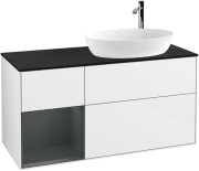 Тумба под раковину Villeroy & Boch Finion 120х50,1 см с подсветкой МДФ глянцевый белый лак/стекло черное матовое G922HGGF