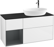 Тумба под раковину Villeroy & Boch Finion 120х50,1 см с подсветкой МДФ глянцевый белый лак/стекло черное матовое G922HGGF