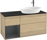 Тумба под раковину Villeroy & Boch Finion 120х50,1 см с подсветкой МДФ шпон дуба/стекло черное матовое G922HGPC
