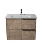 Тумба подвесная Мойдодыр Illusion 80-A с раковиной Creavit Su-80 ДСП дуб натуральный 00-0008594