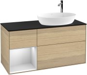 Тумба под раковину Villeroy & Boch Finion 120х50,1 см с подсветкой МДФ шпон дуба/стекло черное матовое G922MTPC