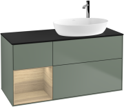 Тумба під раковину Villeroy & Boch Finion 120х50,1 см із підсвічуванням МДФ оливковий матовий лак/скло чорне матове G922PCGM