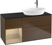 Тумба под раковину Villeroy & Boch Finion 120х50,1 см с подсветкой МДФ шпон грецкого ореха/стекло черное матовое G922PCGN