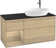 Тумба под раковину Villeroy & Boch Finion 120х50,1 см с подсветкой МДФ шпон дуба/стекло черное матовое G922PCPC