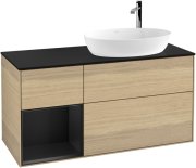 Тумба под раковину Villeroy & Boch Finion 120х50,1 см с подсветкой МДФ шпон дуба/стекло черное матовое G922PDPC