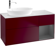 Тумба під раковину Villeroy & Boch Finion 120х50,1 см з підсвічуванням МДФ півонія матовий лак/скло біле матове F931GKHB