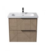 Тумба подвесная Мойдодыр Illusion 70-A с раковиной Creavit Ideal ДСП дуб натуральный 00-0008592