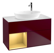 Тумба под раковину Villeroy & Boch Finion 100х50,1 см с подсветкой МДФ пион матовый лак/стекло белое матовое F891HFHB