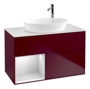 Тумба под раковину Villeroy & Boch Finion 100х50,1 см с подсветкой МДФ пион матовый лак/стекло белое матовое F891MTHB