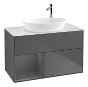Тумба под раковину Villeroy & Boch Finion 100х50,1 см с подсветкой МДФ антрацит матовый лак/стекло белое матовое F891GKGK