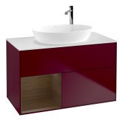 Тумба під раковину Villeroy & Boch Finion 100х50,1 см з підсвічуванням МДФ півонія матовий лак/скло біле матове F891GNHB