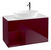 Тумба під раковину Villeroy & Boch Finion 100х50,1 см з підсвічуванням МДФ півонія матовий лак/скло біле матове F891HBHB