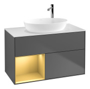 Тумба под раковину Villeroy & Boch Finion 100х50,1 см с подсветкой МДФ антрацит матовый лак/стекло белое матовое F891HFGK