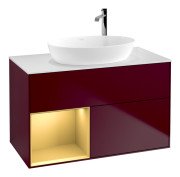 Тумба под раковину Villeroy & Boch Finion 100х50,1 см с подсветкой МДФ пион матовый лак/стекло белое матовое F891HFHB