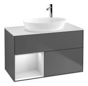 Тумба под раковину Villeroy & Boch Finion 100х50,1 см с подсветкой МДФ антрацит матовый лак/стекло белое матовое F891MTGK