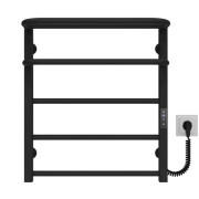 Сушарка для рушників електрична Deffi Lux Hotel П5 400х600 праве підключення JD04 чорний A.LH.60.40.5.E.B.R.2