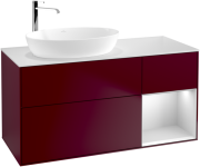 Тумба под раковину Villeroy & Boch Finion 120х50,1 см с подсветкой МДФ пион матовый лак/стекло белое матовое F931MTHB