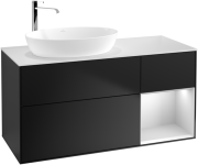 Тумба под раковину Villeroy & Boch Finion 120х50,1 см с подсветкой МДФ черный матовый лак/стекло белое матовое F931MTPD