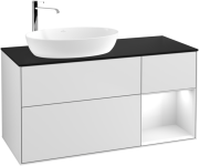 Тумба під раковину Villeroy & Boch Finion 120х50,1 см із підсвічуванням МДФ білий матовий лак/скло чорне матове F932GFMT