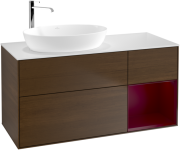 Тумба под раковину Villeroy & Boch Finion 120х50,1 см с подсветкой МДФ шпон грецкого ореха/стекло белое матовое F931HBGN