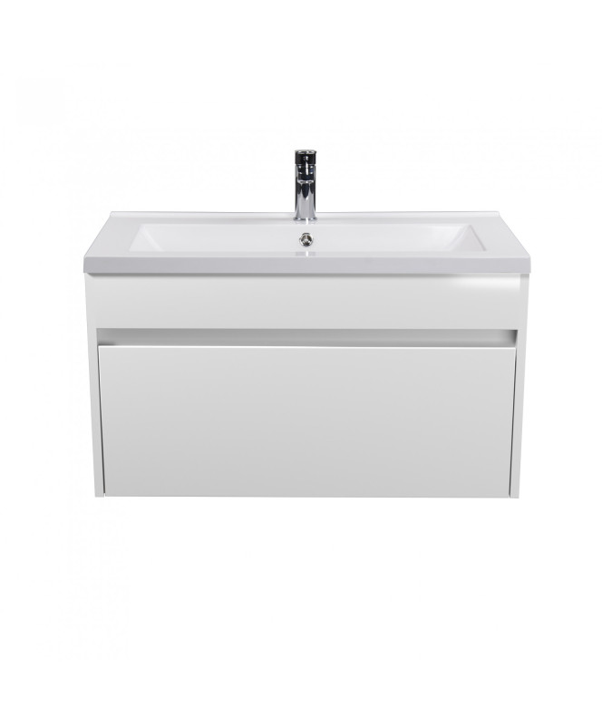 Тумба подвесная Мойдодыр Prime 80-А с раковиной Cosmo ДСП/МДФ белый глянец 00-0008150