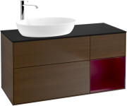 Тумба под раковину Villeroy & Boch Finion 120х50,1 см с подсветкой МДФ шпон грецкого ореха/стекло черное матовое F932HBGN